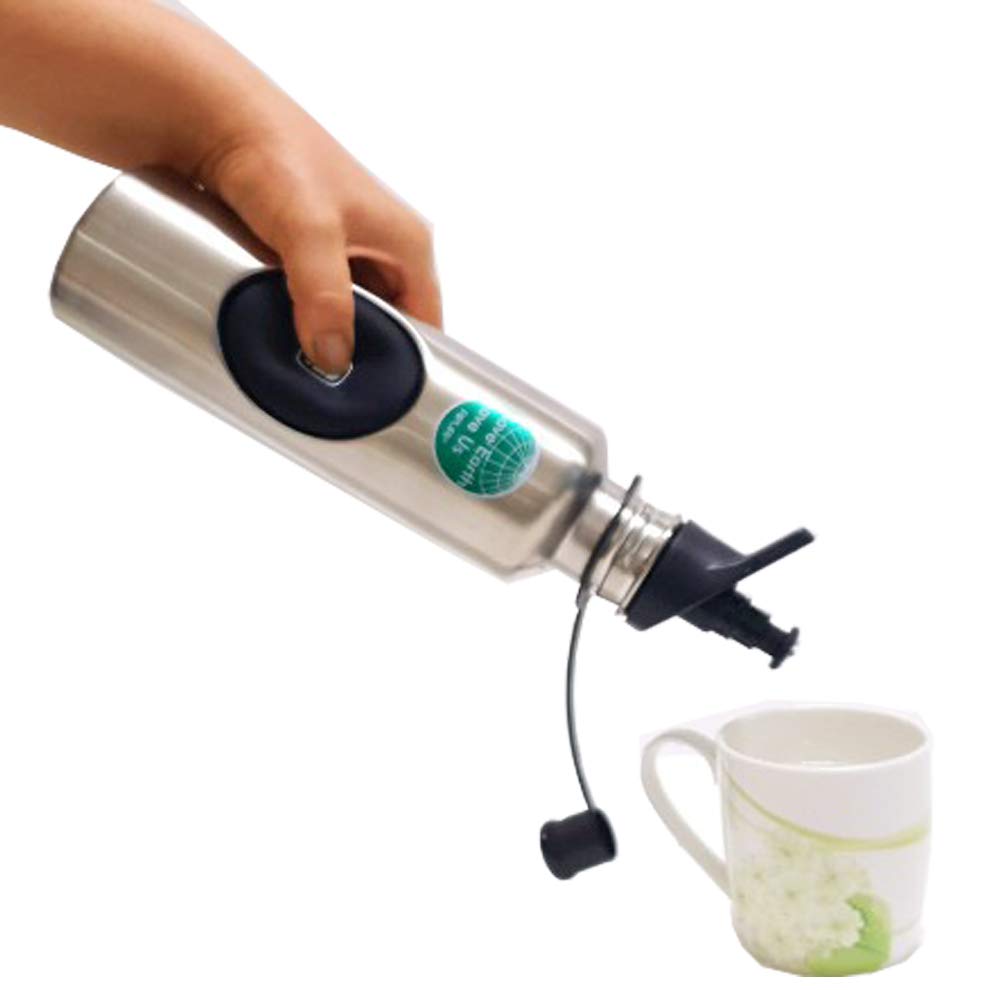 agua filtrada botella con bomba de aire para fácil para beber (incluye 1 filtro + 1 tapa), sin BPA, acero inoxidable, 27 g