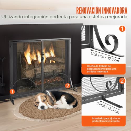 Pantalla para chimenea protector seguro VEVOR con puertas de facil acceso 6