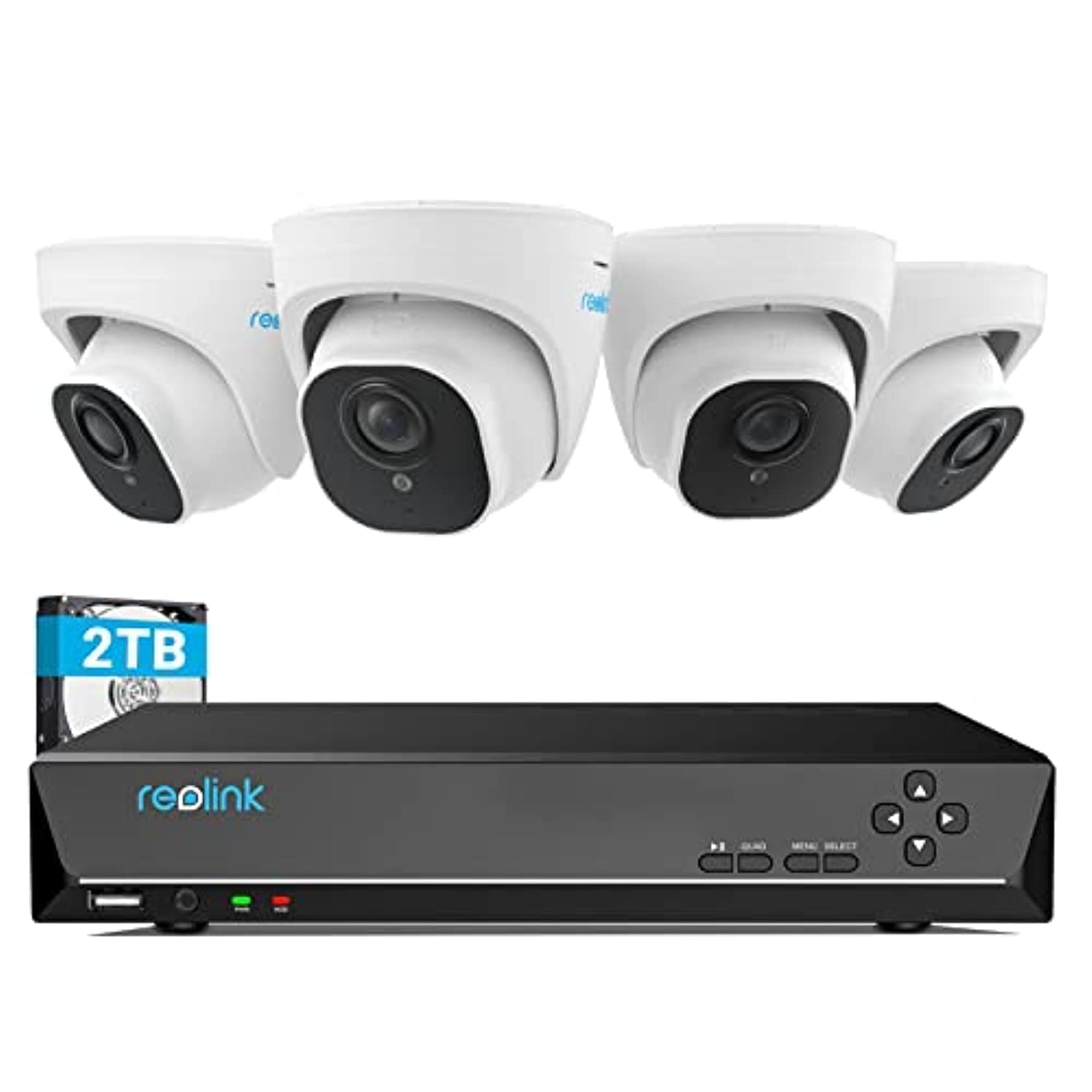 4K Security Camera System, 4pcs H.265 4K PoE Security Cameras Wired with Person/Vehicle/Animal Detection, 8MP/4K 8CH NVR with 2TB HDD for 24-7 Recording, RLK8-800D4