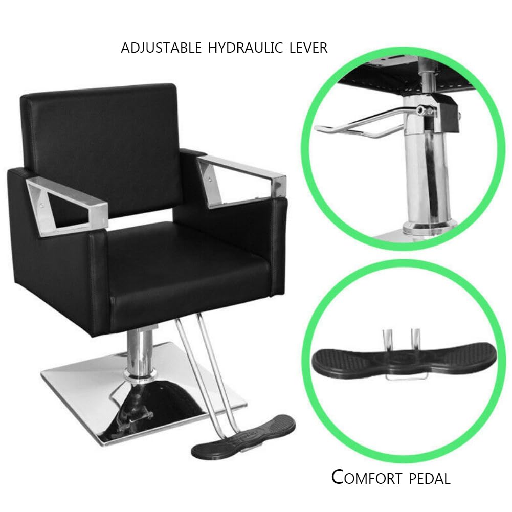 Silla de peluquería, Sillón de peluquería | Sillón clásico de barbería con Giro de 360 Grados y Bomba hidráulica, de Cuero y Altura Ajustable.