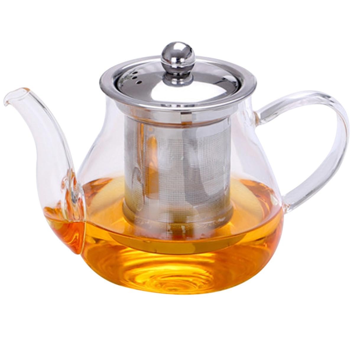 Tetera de vidrio transparente que filtra los residuos de té gracias a su colador integrado