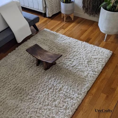 Banc de méditation rectangulaire fait à la main avec sac, banc de méditation Seiza/Zen en bois, banc de méditation incurvé/tabouret de méditation pliable/portable pour prière, bain – – Image 3