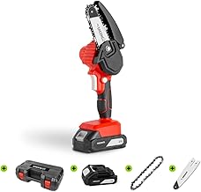 GREENCUT GSM210L-4 - Mini motosierra de mano portátil, batería de litio 21V (x2), espada 101.6mm (4"), incluye 1 espada y ...