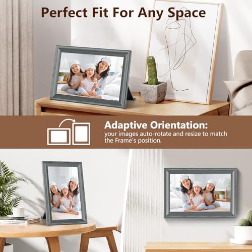 undefined Digital Picture Frame WiFi Grey Send Photos from Phone16GB Storage Smooth System 10.1inch 1280x800 IPS Touch Screen Digital Photo Frame Auto-Rotate Wall Mountable の商品画像 3