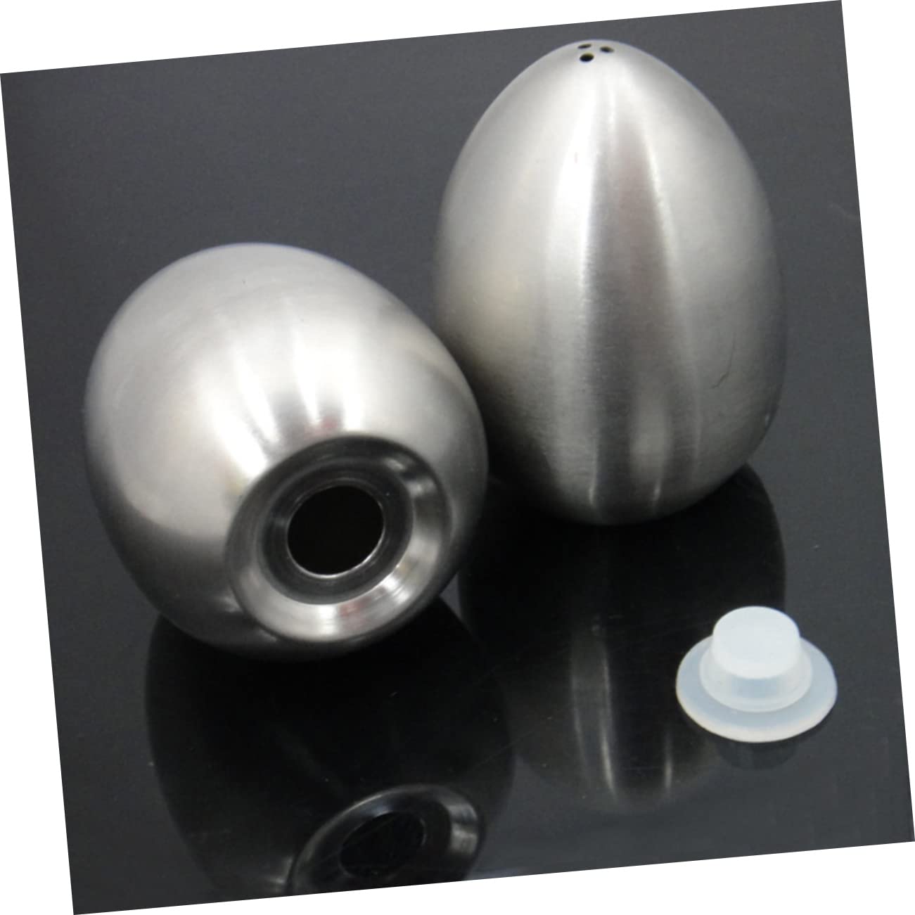 SHOWERORO Ensemble De 2 Salières Et Poivrières En Acier Inoxydable Forme Œuf Distributeurs À Épices Pour Cuisine Rangement Pratique Et Décoratif