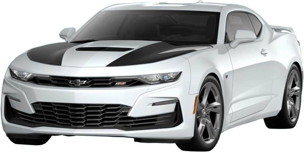 2019 2020 2021 2022 2023 2024 Camaro LS LT SS ZL1 Hood Stripe Decal w/Hash Mark - Satin Black/Silver Ice