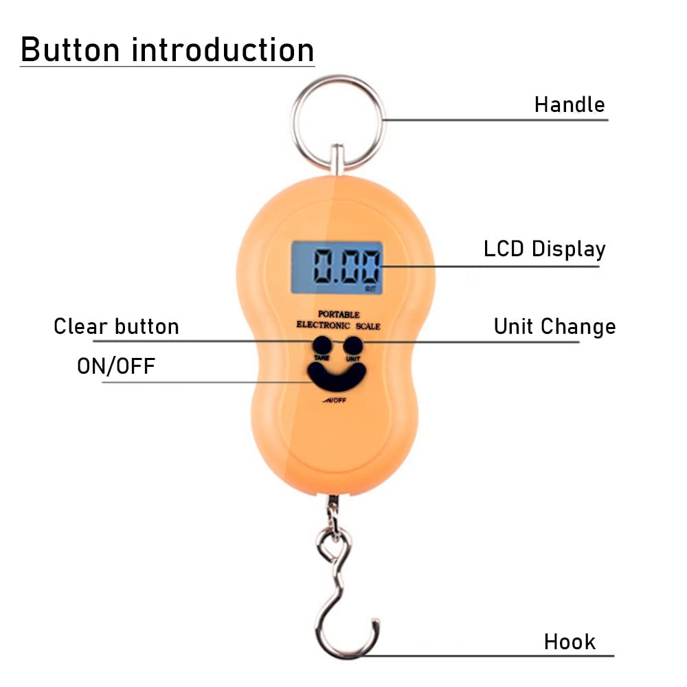 JFDBGU 50Kg Mini Digital Scale For Fishing Luggage Travel Weighting kitchen Steelyard Hanging Electronic Hook Scale(C)