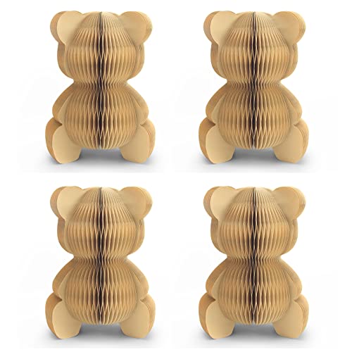 4 Pcs Bear Honeycomb Centerpieces, 10' Cute Bear Table Toppers for We Can Bearly Wait Baby Shower Decorations, Bear Themed Birthday Party Supplies