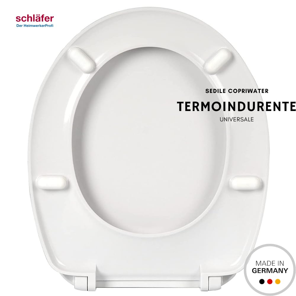 Schläfer 4633101 | Copriwater Universale Sedile Wc, Coprivaso in Thermoplast, Copri Wc Termoplasico con Cerniere Regolabili. Colore Bianco Lucido