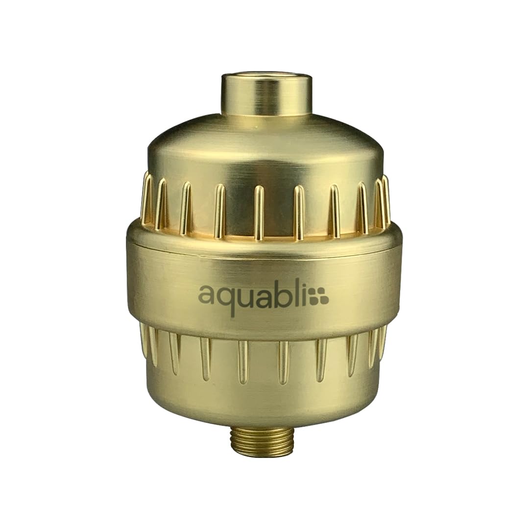 AquaBliss High Output Revitalizing Shower Filter - Reduces Dry Itchy Skin, Dandruff, Eczema, and Dramatically Improves The Condition of Your Skin, Hair and Nails - Matte Gold (SF100-GD)