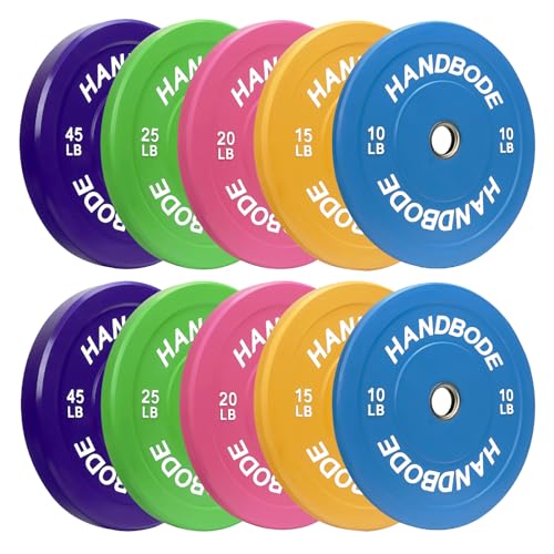 HANDBODE Bumper Plates Olympic Weight Plates, Colored Rubber plate for Weight Lifting and Strength Training 230LB