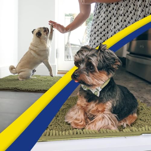 Image of Muddy Mat | Super Water Absorbent Door Mat Indoor, Microfiber Quick Dry Chenille Entryway Rug, Slip Resistant Front Door Mat, Indoor Mats for Entryway, Machine Washable Pet Rug, Sage 24 inch x 72 inch