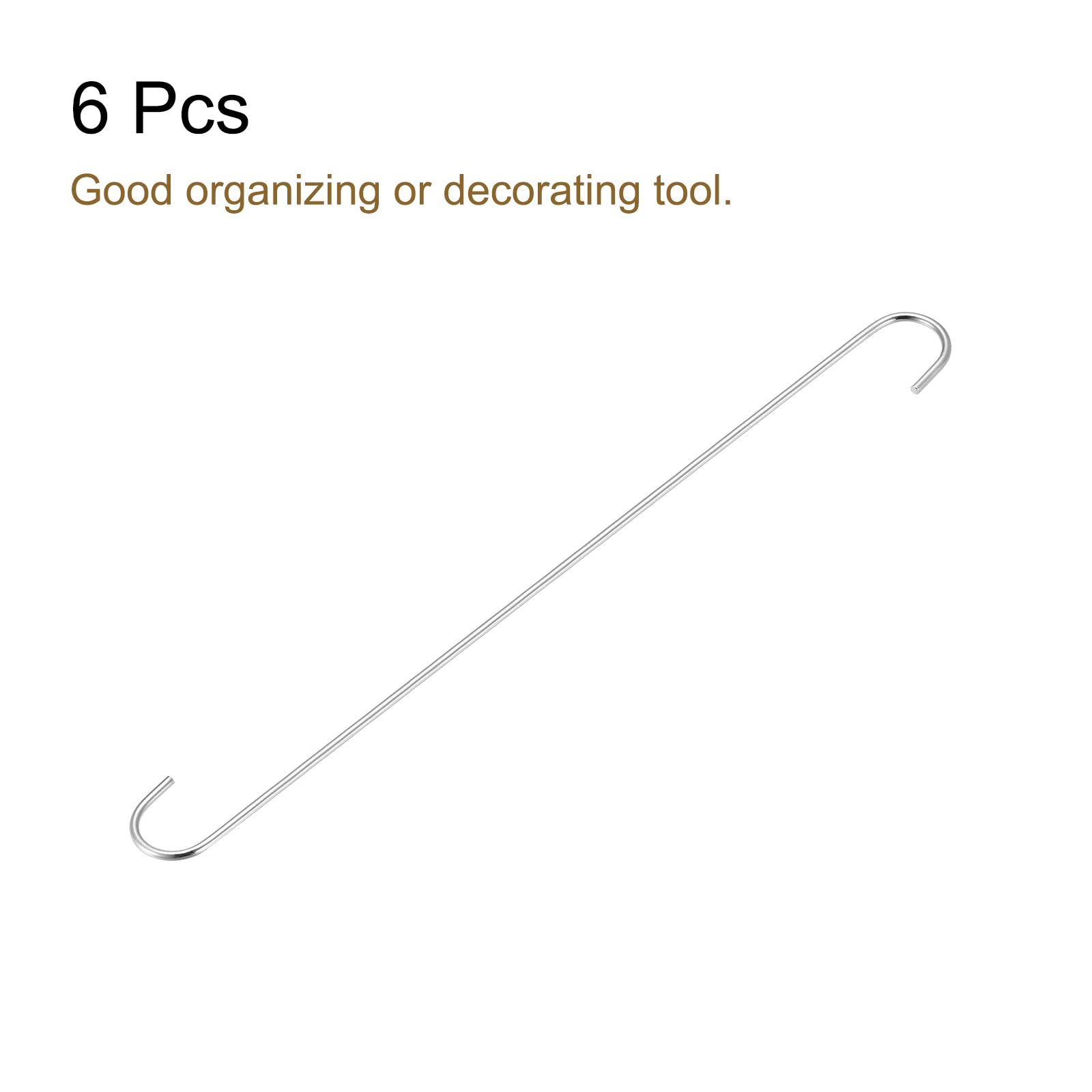 sourcing map S Suspendu crochet 500mm Extra Long Acier Cintre Intérieur Extérieur Emplois pour Jardin Toilettes Toilettes Atelier Cuisine Argenté 6Pcs