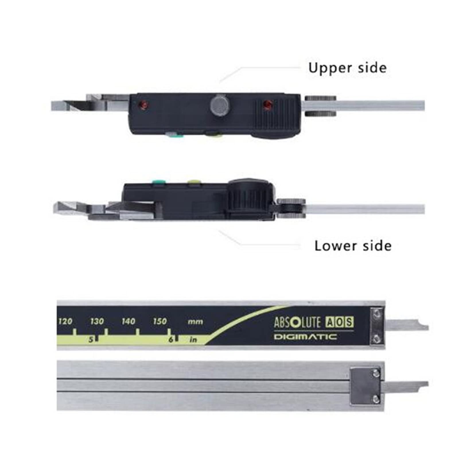 Calibre Digital Profesional Calibre Vernier Calibre Digital absoluto 500-196 12 Pulgadas 0-300mm IN/MM precisión 0,01mm LCD Herramientas de medición electrónica (Color : 200mm)