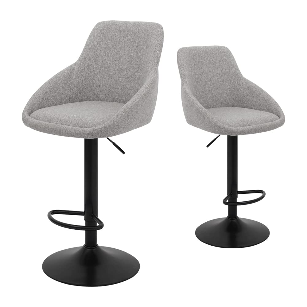 Photo 1 of CangLong Mid Century Style Adjustable Swivel Bar Stool with Back Support Dining Chairs Set of 2,Gray Grey