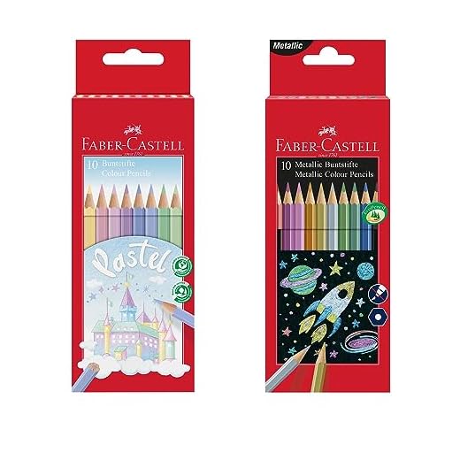 Faber-Castell 205068 - Juego de lápices de colores metálicos y pastel, 20 piezas, irrompibles, para niños y adultos