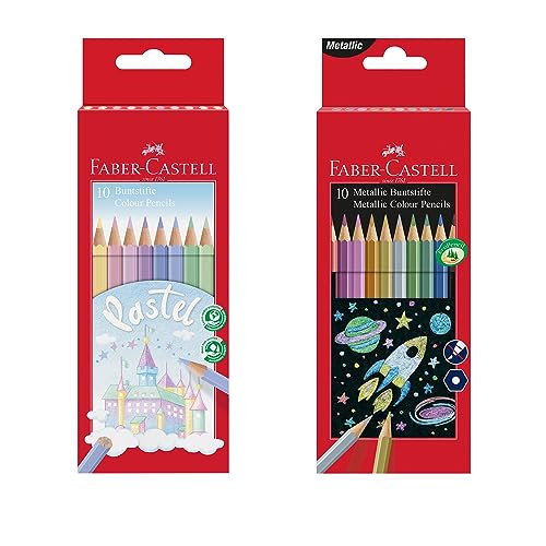 Faber-Castell 205068 - Buntstifte Set Metallic und Pastell, 20-teilig, bruchsicher, für Kinder und Erwachsene
