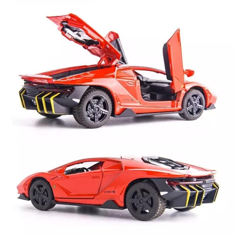 Image of Metal car Toy Lamborgheni LP770 Alloy Diecast Collectible Toy Vehicle with Light and Sound Pull Back Toy Car for Boys (Red)