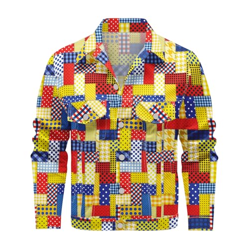 Veste jean homme imprimée camouflage oversize vintage cowboy multicolore 2XL