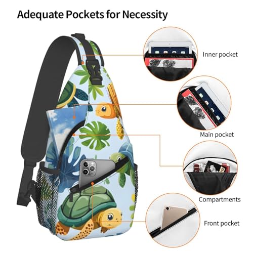 Cute Turtle Leaf Pattern Sling Bag para Mujer y Hombre miniatura 4