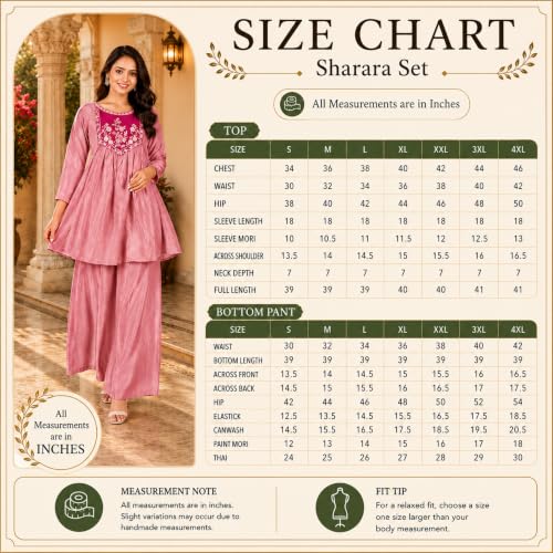 Image of Embroidered Sharara Set for Women | Roman Silk Short Kurta with Flared Sharara Pants | Designer Festive Ethnic Wear Suit Set for Weddings, Sangeet & Celebrations