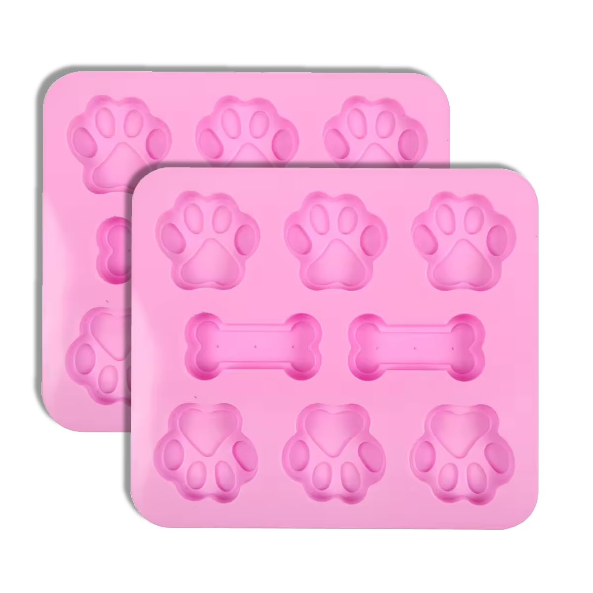 Cooper's Treats Bone and Dog Paw Silicone Ice Cube Mold (Set of 2) - Easy, Fun, Dishwasher-safe - Perfect for Making Pupsicles, just Pour In Pupsicle