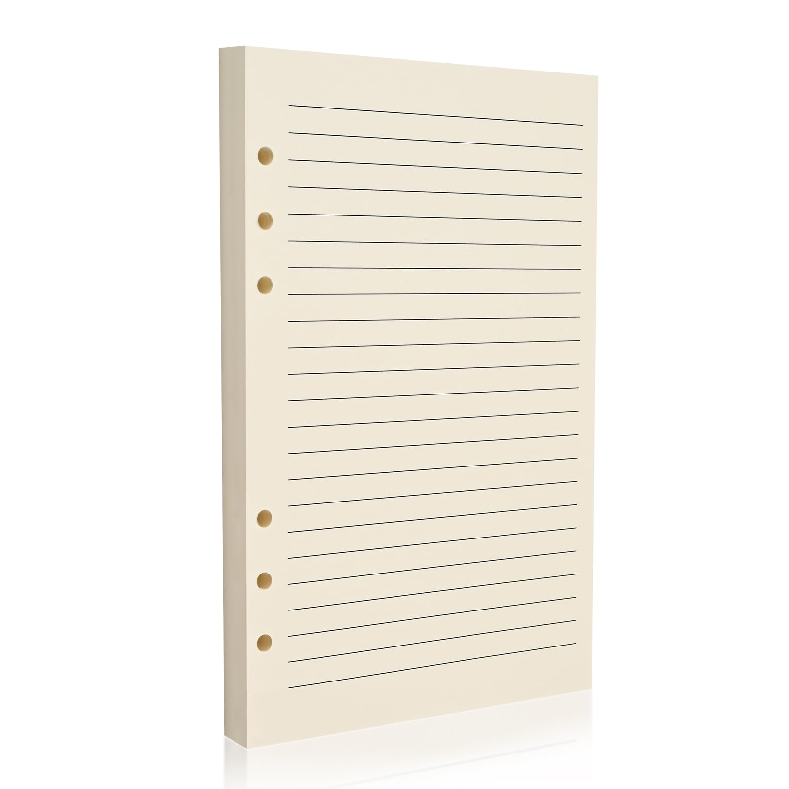 A5 6-Hole Lined Refill Paper-100gsm Beige Fountain Pen & Gel Pen Friendly-Double-Sided Writing Supported
