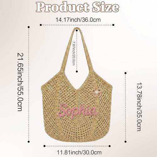 Bolso de playa tejido personalizado para mujer y niñas miniatura 4