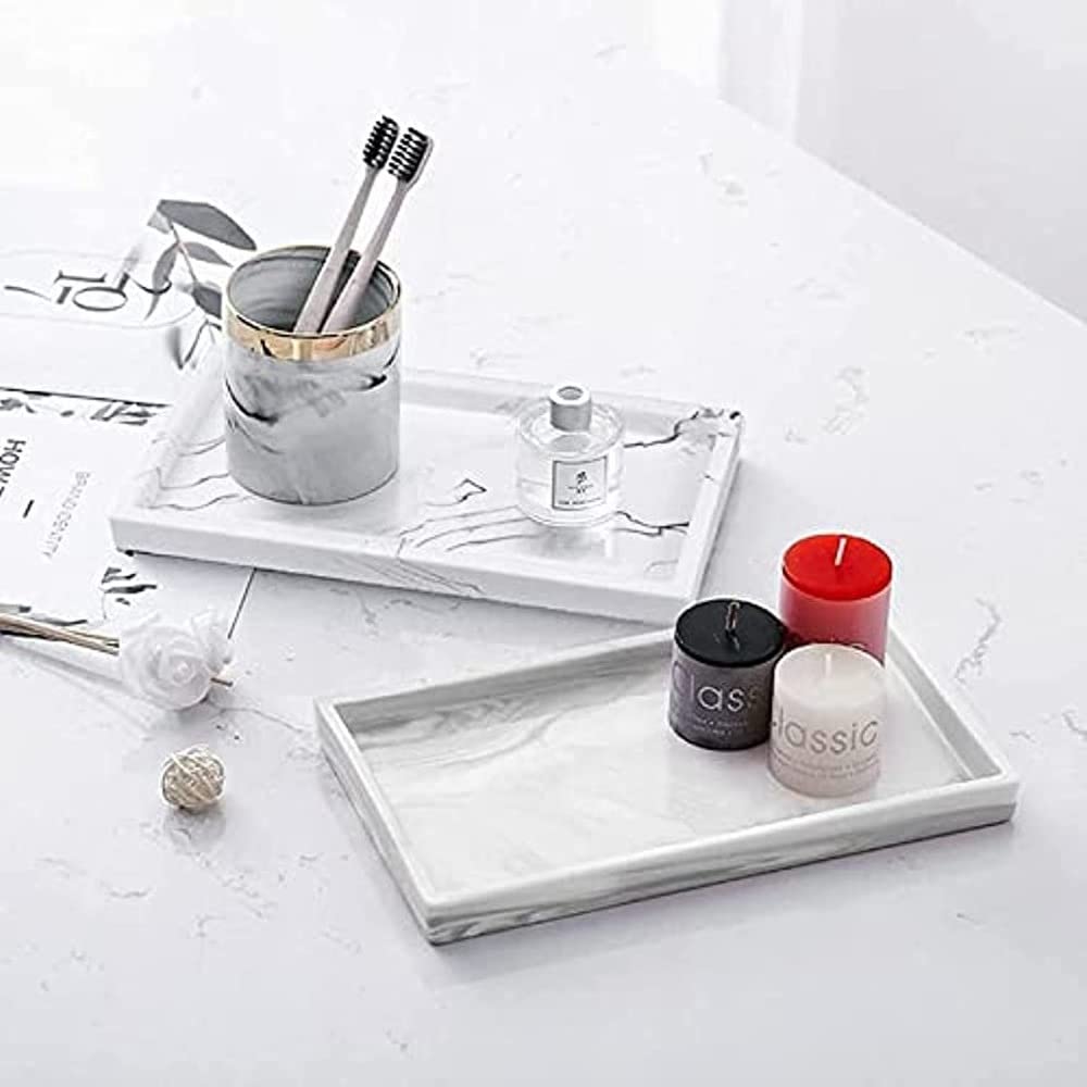 Amazon｜LIUZKH 大理石調トレイ アクセサリー収納 樹脂製 玄関小物入れ