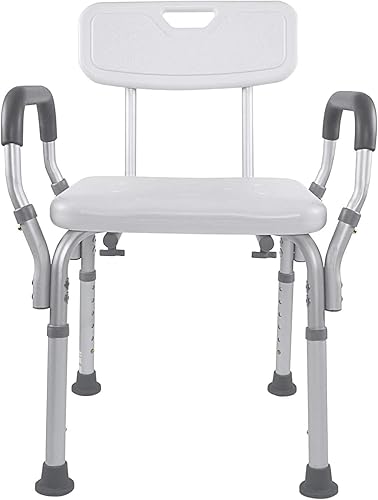 Miniatura 5 de Silla de ducha Vaunn, asiento de baño con brazos acolchados, respaldo extraíble y patas ajustables para seguridad en la bañera y soporta un