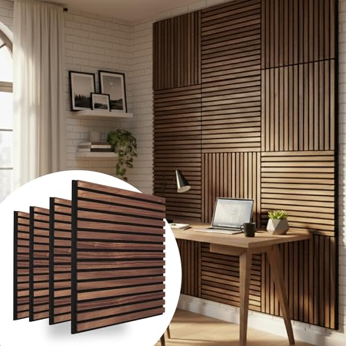 ECOACOUSTICS RT60X Pro Soundproofing Wall Panels - 4 Pack 24'x24'x1' | Acoustic Wood Tiles for...