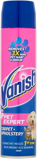 Vanish Carpet Cleaner + Upholstery, Pet Expert Foam Shampoo, Large Area Cleaning, 600 ml