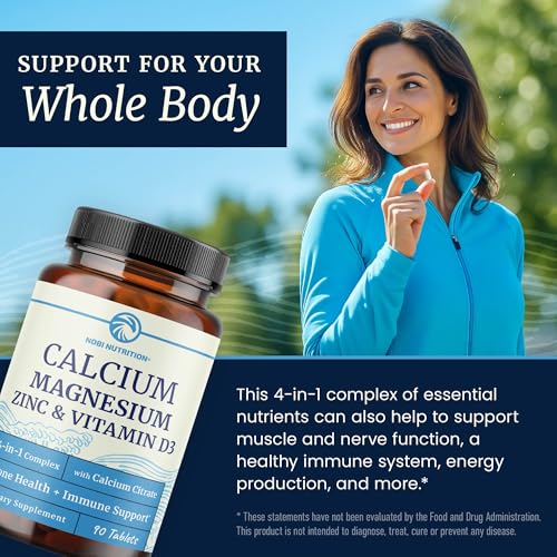 Image of Calcium Magnesium Zinc D3 Supplement | Strong Bones, Healthy Teeth & Immune Support | Calcium Citrate Magnesium and Zinc with Vitamin D3 | 4-in-1 Cal Mag Supplement | 90 Tablets (1 Month Supply)