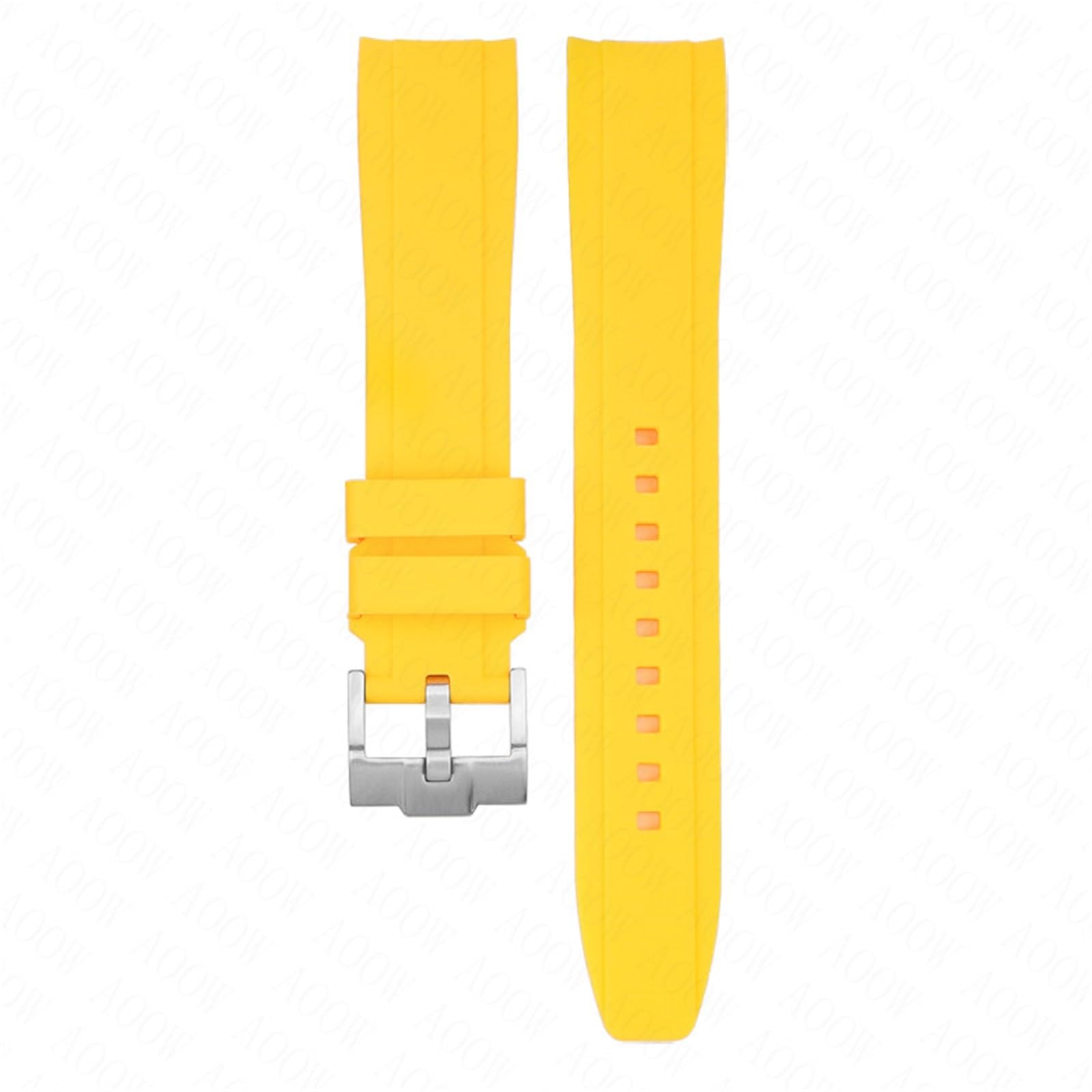 Cinturino in caucciù con estremità curva 18/19/20/21/22mm cinturino universale in silicone sportivo morbido impermeabile sostituisci cintura braccialetto per uomo donna(Yellow,18mm)
