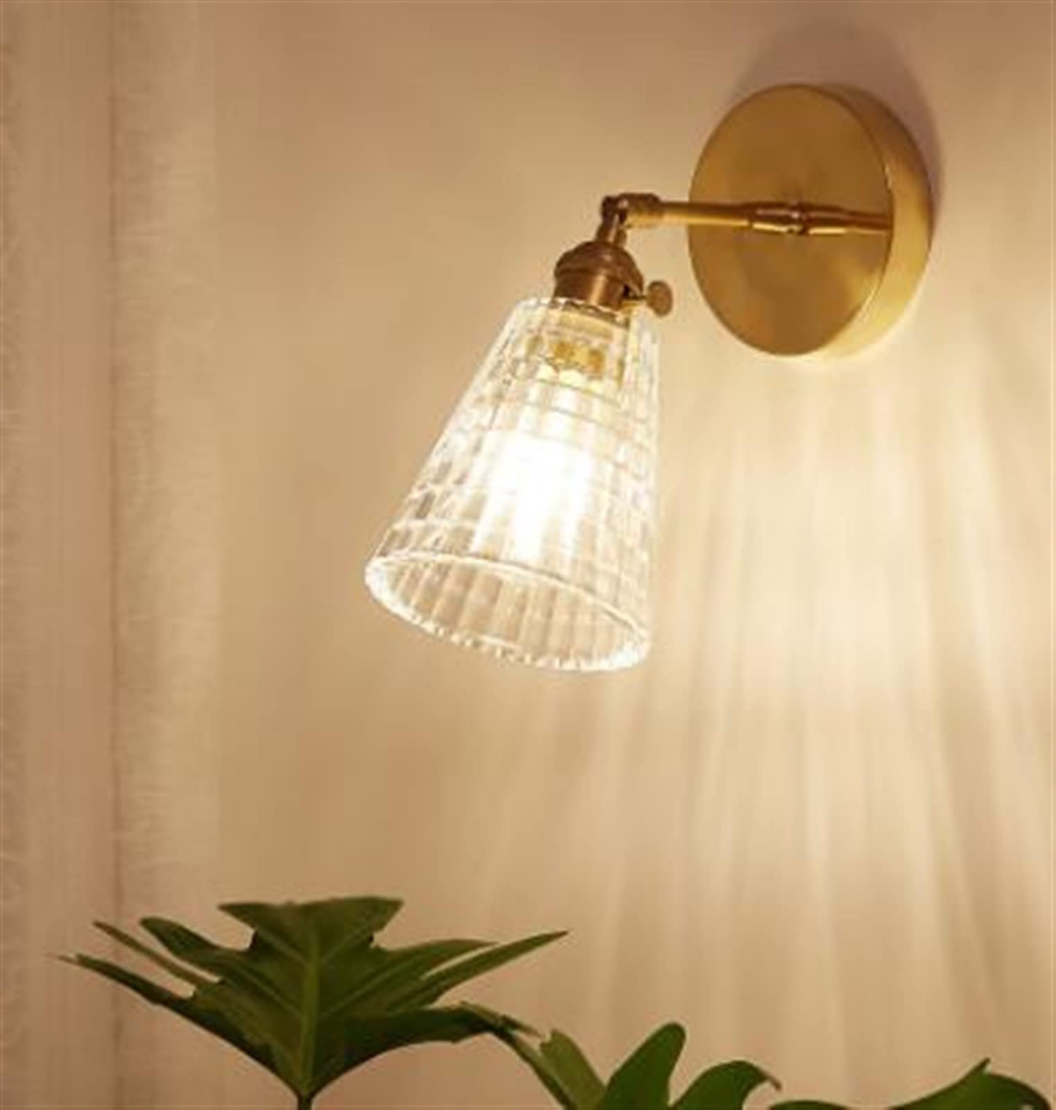 VDOQTLJT Glass Wall Lamp Modern Transparent Sconce Lighting - Copper Light Clear Lampshade LED Chandelier(K)