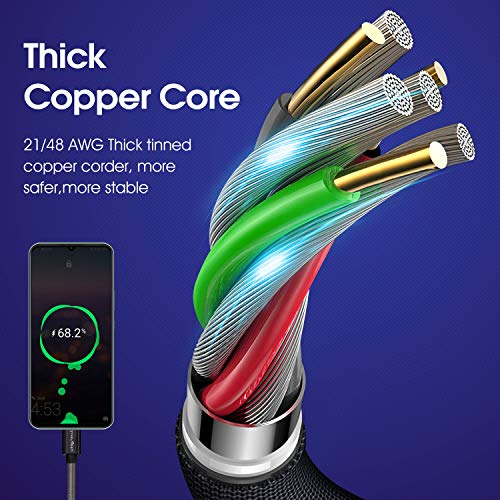 Image of CyvenSmart USB Type C Cable 3ft, [2 Pack] USB A 2.0 to USB-C Fast Charger Durable TPE Cord Compatible with Samsung Galaxy A10 /A20 /A51 /S10 /S9 /S8 Plus /Note 9 /8,LG V50 V40 G8 G7 Thinq-Black