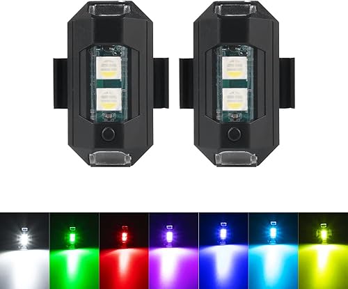 PIFOOG Luces estroboscópicas LED de 7 colores para aviones de drones iluminación anticolisión luz intermitente recargable por USB luz de señal de