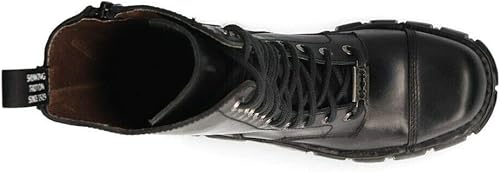 Miniatura 8 de New Rock Botas M-MILI211C-C1 Hombre Militar Metálico Negro Cordones 100% Cuero Techno Biker