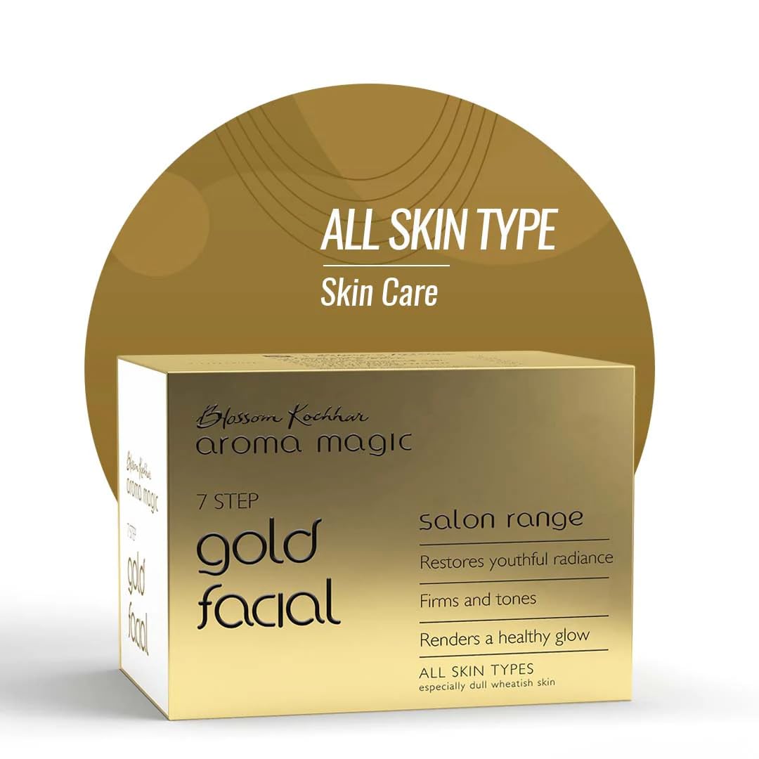Aroma Magic Gold Facial Kit | 7-Step Skincare for Radiant & Toned Skin | Firms, Tones & Revitalizes | Lifts Dullness for a Fresh & Healthy Look | Salon-Quality Glow at Home