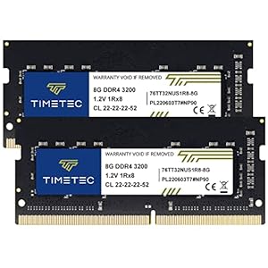 Timetec 16GB KIT(2x8GB) DDR4 3200 MHz (oder 2933 MHz oder 2666 MHz) PC4-25600 Non-ECC Unbuffered 1,2 V CL22 1Rx8 Single Rank 260 Pin SODIMM Arbeitsspeicher-Upgrade für Laptops, Notebooks und PCs