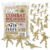 BMC Classic Tan Plastic Army Men - 40pc WW2 Soldier Figures - Made in USA