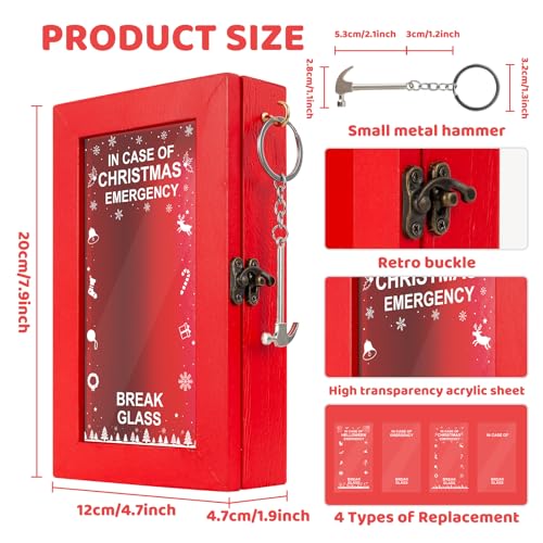 Funny Gift Emergency Box w/Hammer, In Case of Emergency Break Glass Boxes, 4 Types of Replacement, Halloween hilarious Desk Decor, White Elephant Gift and Gag Gifts for Friend Coworker Family