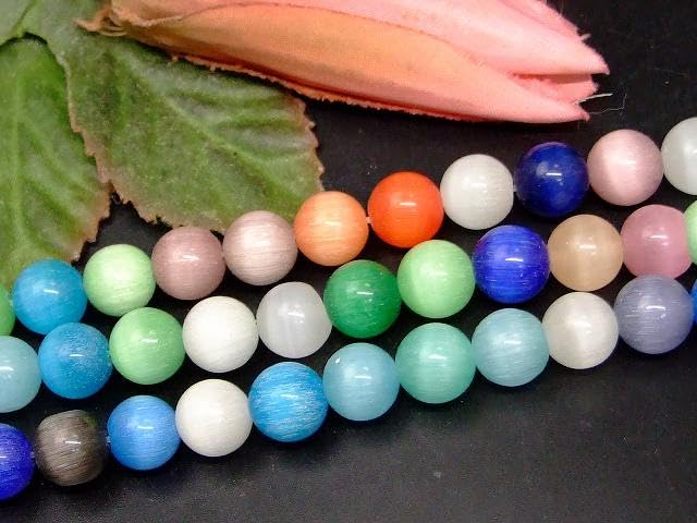 Amazon.co.jp: 【hinryo】 AAA 10mm キャッツアイ 猫目石 一連 通し針