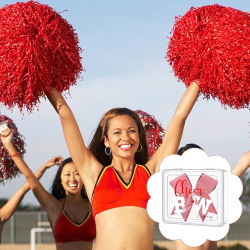 Image of Honeydak 6 Pcs Extra Large Cheer Bow Plastic Box Cheer Team Gifts Bulk Bobby Pin Case Plastic Containers for Team Cheerleader Dance Ballet Hair Accessories Storage Organizer Cheerleading Travel (Red)