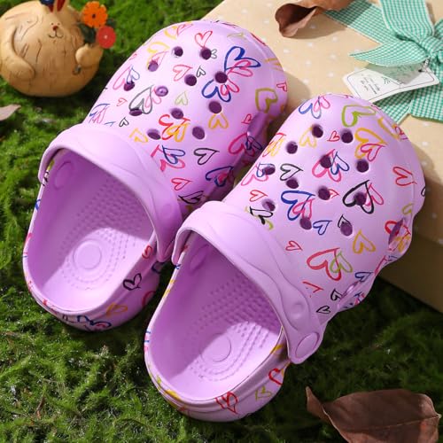 Image of Toddler Clogs for Girls Lightweight Kid Garden Clogs Breathable Slip-on Slides Sandals Slippers Children's Beach Water Shoes (aixin zi, 25)