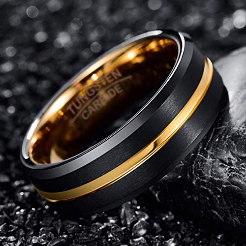 NUNCAD Tungsten Ring for Men Women 4/6/8/10mm Black/Blue/Gold/Rose Gold/Silver Groove Wedding Bands Beveled Edges Engraved I Love You Size 4 to 172