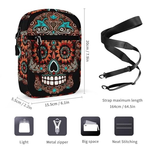 Personalized Small Crossbody Bag Water Resistant Messenger Bags Mini Sugar Skulls Printing SlingBag For Men Women2