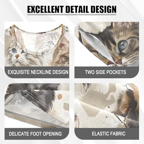 ALAZA Old Animal Cat Kitten Pajamas Short Sleeve 2 Piece Sleepwear Top and Bottom Pajama Set Unisex4