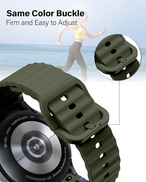 Image of WRIGSS Silicone Strap Compatible with Samsung Galaxy Watch 7 6 5 4 FE Original Style Wavy Smart Watch Straps For Men Women, 40mm 44mm Standard & Classic