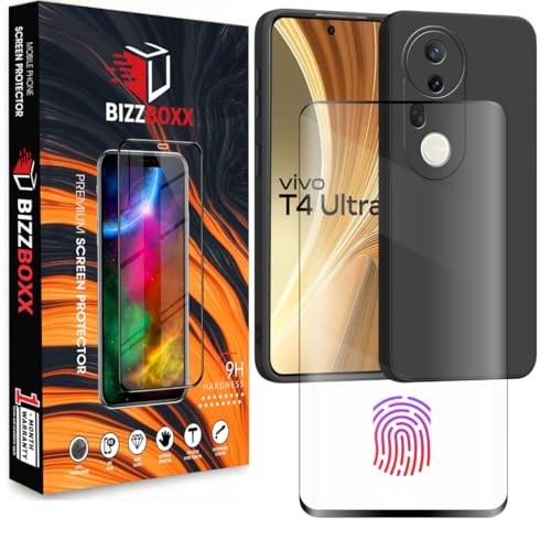 Image of Compatible With vivo T4 Ultra 5G Full Glue Tempered Glass Screen Protector Guard Quad Curved Edges - Fingerprint Working, UV Glue Not Required (T4 Ultra, 6.67 Inch) - Pack of 1